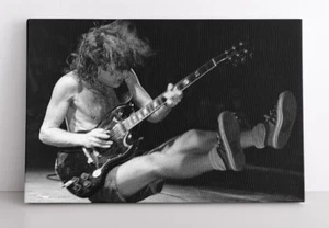 ACDC Angus Young Rock Star Guitar Photo Print Framed Canvas Wall Art Rock Music - Picture 1 of 9