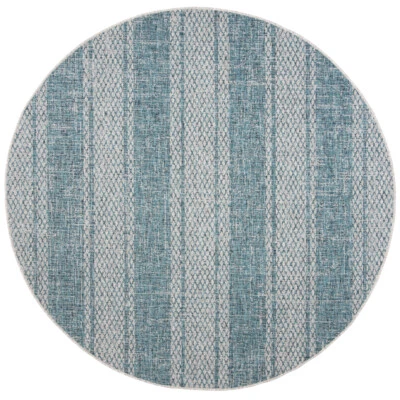 SAFAVIEH Outdoor CY8736-37212 Courtyard Light Grey / Teal Rug - Image 1 of 4