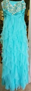 Womens DEB pretty strapless dress Satin and Tool with Jewel Bust Size 5 6 B2-199 - Picture 1 of 5