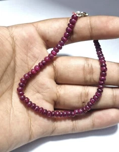 925 Silver 7" Strand Bracelets Natural Red Ruby Gemstone Smooth 4/5 mm Beads - Picture 1 of 7