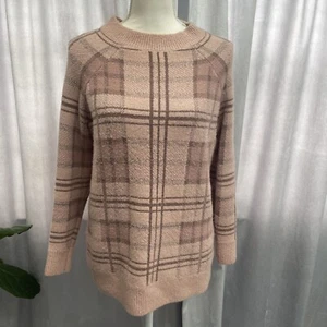 Altar’D State Pink & Brown Plaid Sweater-Women’s Small - Picture 1 of 10