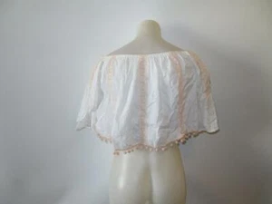 WOMENS TULAROSA ALEXA CREAM LACE POM POM OFF-THE-SHOULDER BOHO BLOUSE SIZE S * - Picture 1 of 8