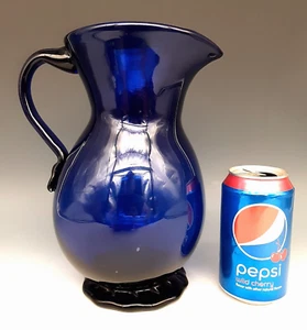 Vintage 1930er Clevenger South Jersey frei mundgeblasen kobaltblau Glas 9,5" Krug - Bild 1 von 24