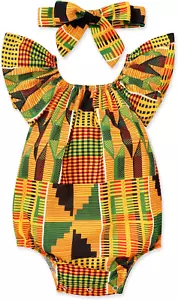 African Baby Clothes Girl Dashiki Ankara Outfit Set - Picture 1 of 12