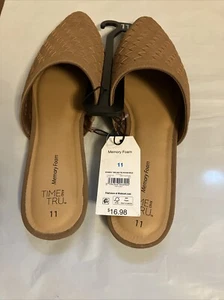 Time and Tru Women’s 11 Memory Foam Woven Slip On Flat Mule Sandals  NWT - Picture 1 of 11