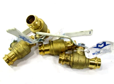 Lote de 4-3/4" UltraPuro Latón Válvula de Bola Prensa x Prensa 2-PC Puerto Completo 200PSI Foto 1 de 4