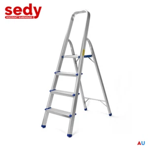 4 Step Ladder Multi Purpose Foldable Folding Aluminium Home Office Shop - Picture 1 of 5