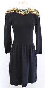 Vtg Pat Sandler for Wellmore Black Satana Knit Sequin Embellished Dress XS / S ? - Picture 1 of 7