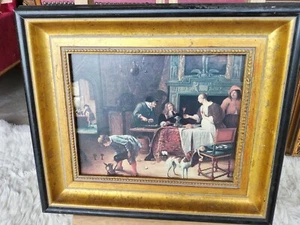 'Easy Come Easy Go' 1600s Dutch Painting by Jan Steen Framed Textured Print VGC - Picture 1 of 2