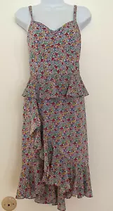 Abito in tessuto J.CREW Liberty 4 Mini Floreali Peplum Flutter Ruffle Cottagecore - Foto 1 di 16