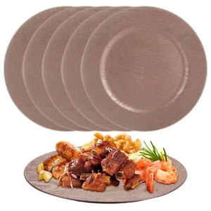 13 Inch Round Wood Charger Plates Set of 6 Plastic Wooden Chargers for Dinner... - Picture 1 of 7