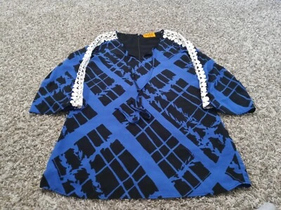 Voom By Joy Han Womens Dress Size XS Blue Geometric Knee Length Long Sleeve - Image 1 of 4