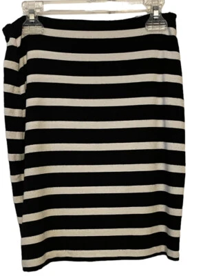 Falda lápiz a rayas negra blanca talla pequeña tejida elástica Torn by Ronny Kobo para mujer Foto 1 de 4