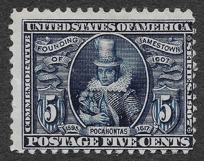 MMK Philately: US Scott #330 Unused Hinged Jamestown Expo Issue 5c SCV $140 - Image 1 of 2