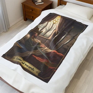 Cuatro de Espadas Cartas del Tarot Astrología Adivinación Peluche Manta Lanzamiento Suave - Imagen 1 de 14