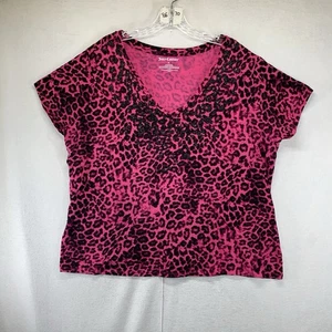 Juicy Couture Black Magenta Leopard Print Shirt Women's 2X Glitter Accent - Picture 1 of 11