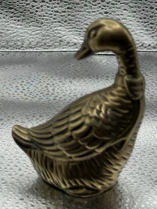 Vtg Solid Brass Duck Goose Bow Mid Century Figurine Decor 3.5” Beautiful - Picture 1 of 4