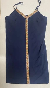 SHEIN Mini Slip Dress Size Medium (6) Navy Blue Boho - Picture 1 of 7