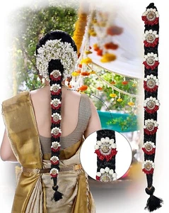 Bharatanatyam Savaram Kunjalam Kemp Ready Jada Set For Women Flower design - Picture 1 of 6