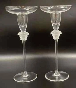 Rosenthal Versace Medusa Lumière Line Pair of Crystal Candle Holders - Very Rare - Picture 1 of 7