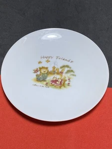 Vintage 1986 A & A Happy Friends Small Dish Cow Bunny Porcelain 6” White Japan - Picture 1 of 10