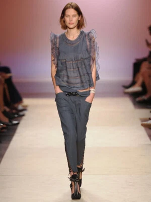 $795 ISABEL MARANT Ojima RUNWAY Top Talla 36 Pintuck Encaje Seda Ramie LÍNEA PRINCIPAL RARO Foto 1 de 4