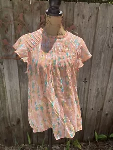 Nanette Lepore Peach Aqua Top Large - Picture 1 of 4
