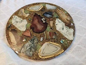 Vintage Lucite Abalone Tablett Lazy Susan 14" *RAR* Handarbeit 70er Sammlerstück - Bild 1 von 12