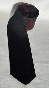 1950’s Vintage Skinny Necktie 58” Long X 2.25” Wide Red Black & Silver All Silk - Picture 1 of 7