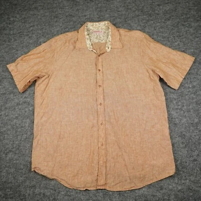 INSERCH Shirt Mens 3XL Orange 100% Linen Short Sleeve Casual Outdoors Travel - Image 1 of 4