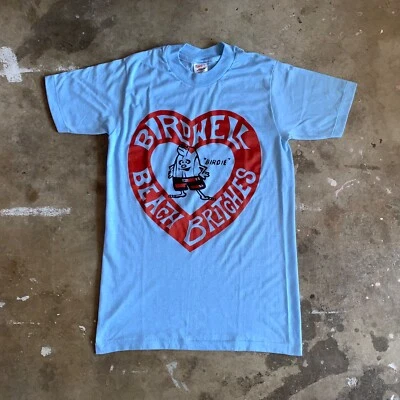 1980s VINTAGE 80s BIRDWELL BEACH BRITCHES BIRDIE SURFER T-SHIRT SZ S SURF TRUNKS - Image 1 of 4