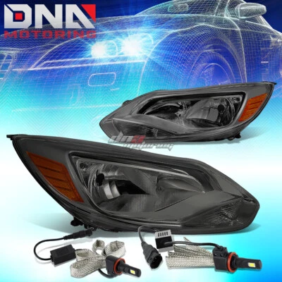 ПАРА ДЫМЧАТЫХ КОРПУСНЫХ ЯНТАРНЫХ БОКОВЫХ ФАР + КСЕНОНОВАЯ СВЕТОДИОДНАЯ ЛАМПА 6000K ПОДХОДИТ ДЛЯ 12–14 FORD FOCUS - Изображение 1 из 4