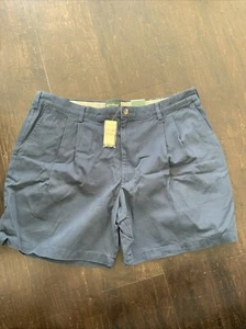 Pantalones cortos plisados Eddie Bauer azul marino para hombre 40 - nuevos con etiquetas - Imagen 1 de 4