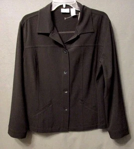 CHAQUETA CHICOS Mujer Talla Grande 2 LW NEGRA Antiarrugas Botón Abajo Usada en Excelente Condición s0395 - Imagen 1 de 6