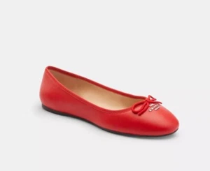 Coach Women Alina Flat Leather Ballet Shoes NWOB Red sz 6 - Picture 1 of 6