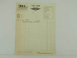 Vintage 1950's Parts Order Sheet BSA Inc. L5574 - Picture 1 of 3
