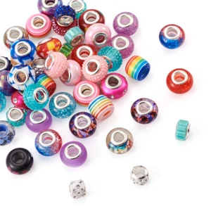 1 Bag Acrylic Resin Polymer Clay Rhinestone European Beads Jewelry Making Mixed - Picture 1 of 50
