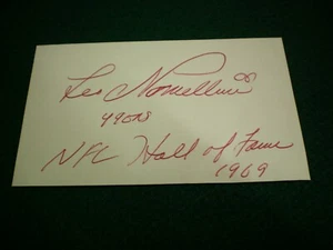 LEO NOMELLINI SIGNED 3 X 5 CARD FOOTBALL HALL OF FAME - Picture 1 of 1