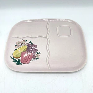 Vintage 1960s Red Wing Childs Dish Pink Ceramic Tray Fruit Design Hand Painted - Picture 1 of 5