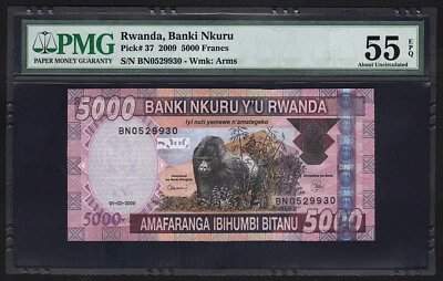 2009 Rwanda, Banki Nkuru, 5000 Francs, Pick-37, PMG 55 EPQ About UNC - Image 1 of 4