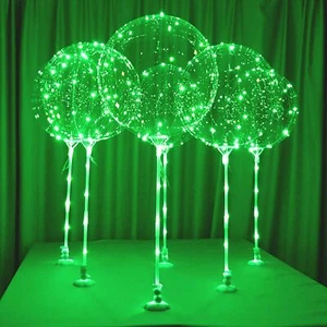 Lightsfever Green LED Balloons 6pc Light up Balloon with sticks and stands an... - Picture 1 of 6