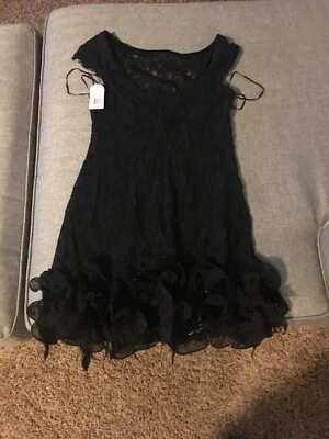 Lencería Jessica Simpson nueva con etiquetas talla 6 negra emplumada - camisón Foto 1 de 4