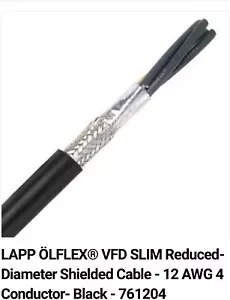 Lapp 761204 ÖLFLEX® VFD Slim Shielded Cable 12 AWG 4C Black Polymer Jacket 1FT - Picture 1 of 2