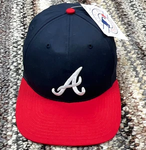 Vintage Atlanta Braves Hat Cap Snap Back Blue Red Plain Twill Base Ball 90s Y2K - Picture 1 of 12