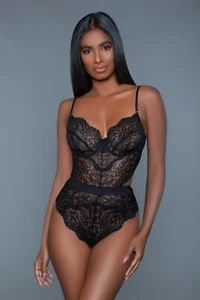 sexy BE WICKED lace CUTOUT cheeky UNDERWIRE sheer LINGERIE teddy BODYSUIT romper - Picture 1 of 22