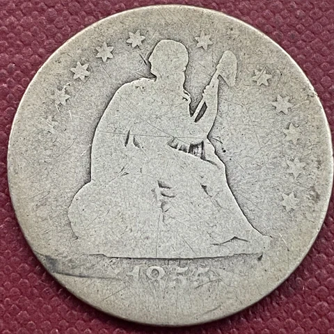 1855 Seated Liberty Quarter 25c Circulated #53360 Cover