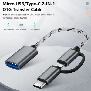 Tablet Male to Female OTG Cable 2 in 1 Adapter Micro USB/Type-C to USB 3.0 - Photo 1 sur 12