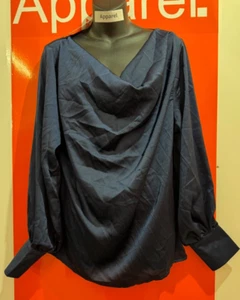 Zibi London Cowl Neck Top, Navy Blue, Size 12, New With Tag, B127 - Picture 1 of 2