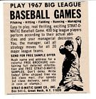 1967 STRAT-O-MATIC Baseball Game Great Neck New York Vintage Print Ad