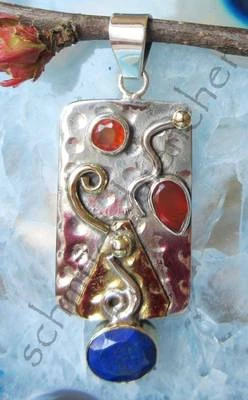 Ω Rimorchio Lapislazzuli Blu Pietra D Amicizia Corniola Rot Argento Sterling 925 - Immagine 1 di 4